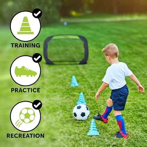 Sport Squad Portable Soccer Goal Net Set - Pop Up Training Soccer Goals for Backyard - Indoor or Outdoor Versions - Easy Assembly - Great for Kids and Adults