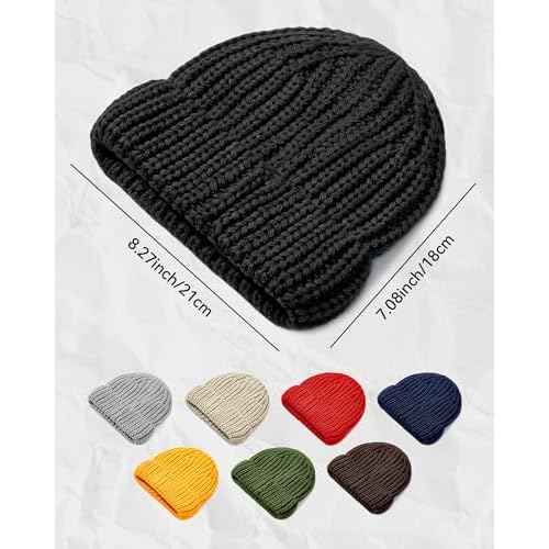 Fisherman Beanie Mens Winter Hat - Stretch Fit Skull Cap Warm Knit Hats for Skiing, Hiking, Camping