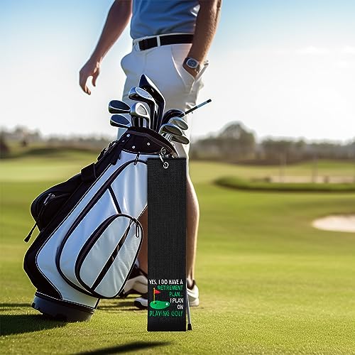 Funny Retirement Golf Towel for Men Black - Golf Gift Accessory