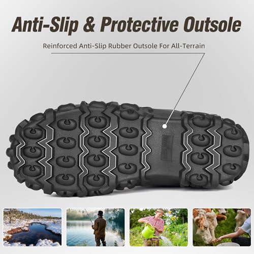 Men's Camo Rubber Boots - 8mm Neoprene Insulated, Waterproof, Anti-Slip Work Shoes