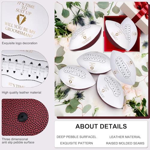 6 pcs Wedding Groomsmen Football Keepsakes Set - Proposal Gifts for Best Men