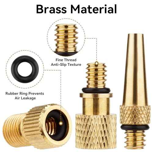 DDJ Presta to Schrader Valve Adapter Set, 21-Piece Brass Kit with Ball Pump Needles, Universal Fit for Bikes and E-Scooters