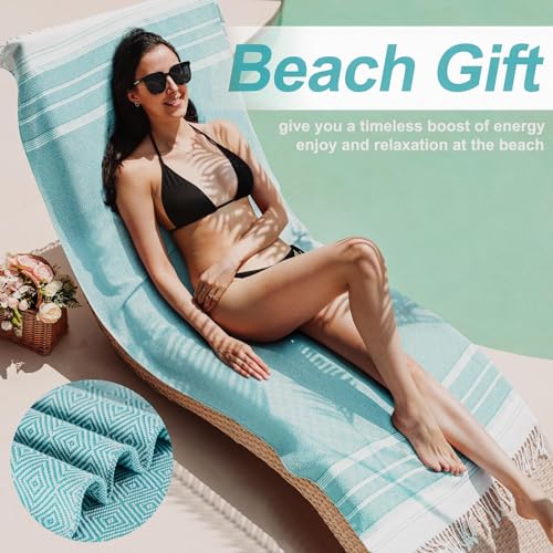 Genovega 6 Packs Oversized Turkish Beach Towels Set Bulk 74"x38" Extra Large Sand Free Quick Dry Swim Bath Camping Pool Towel Travel Blanket Adult Essentials Cruise Accessories Vacation Stuff