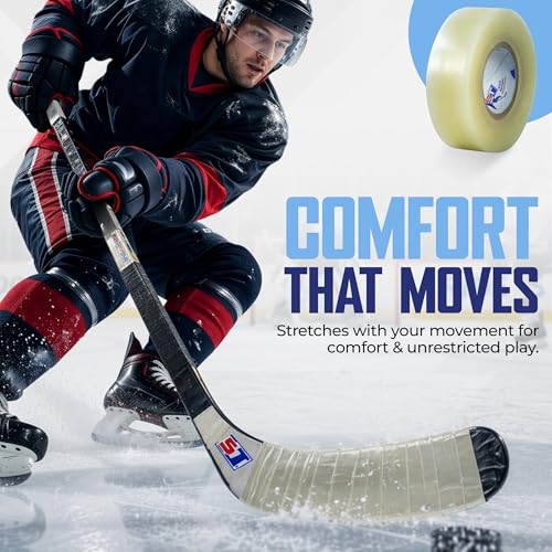 Hockey Tape Clear 3 Pack - Strong Grip, Waterproof, Hand Tearable