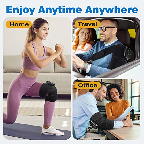 Cordless Heated Knee Brace Wrap with Vibration - Black, Pack of 1