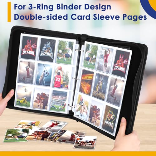 Black 900 Pockets Card Binder for Trading Cards & Sports Cards - Durable PU Cover Zip Organizer