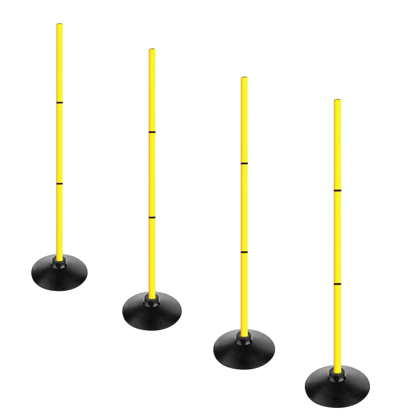 ASENVER 4FT Agility Poles Set Detachable Speed Training Poles Soccer Slalom Sticks with Agility Ladder and Cones (4 pcs, Yellow)