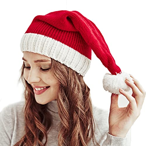 Women's Santa's Knit Beanie - Holiday Winter Hat, Soft Family Matching Xmas Gift - Adult