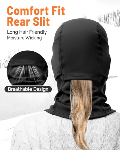 GXCROR Thermal Ski Mask for Men & Women, Windproof Balaclava for Snow, Black