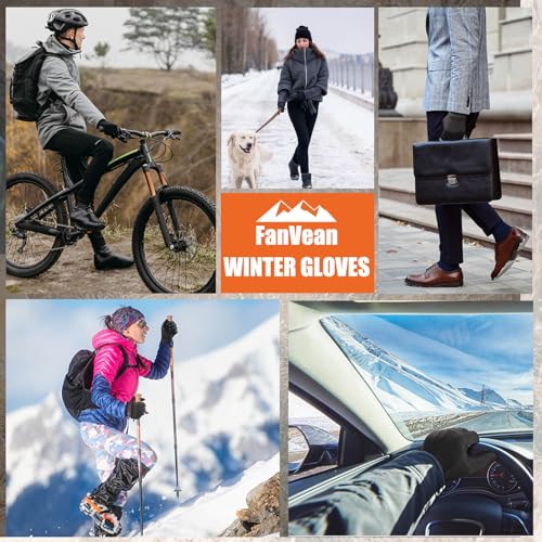 Winter Gloves Men Women Cold Weather: Thermal Waterproof Windprof Touchscreen for Runing Cycling Ski Hiking - Black