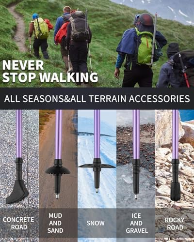AISUNOUTDOOR Trekking Walking Hiking Poles or Sticks Aluminum Lightweight Collapsible for Men Women for Climbing 2 Pack Adjustable Gear with One Free Disposable Raincoat