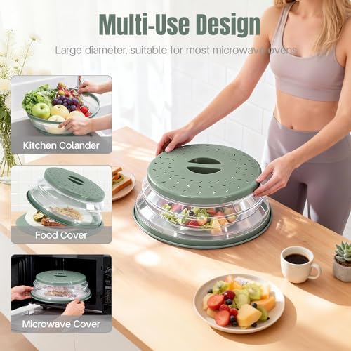 Microwave Splatter Cover with Silicone Trivet and Food Cover - Multi-use Kitchen Protector