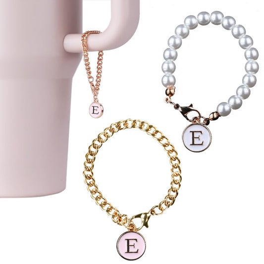 Cenekphy 2PCS Letter Charm Accessories For Stanley Cup, ID Initial Letter Charm A-Z Heart Shape Identification Handle Letter Charms, Personalized Pendants Accessories for Stanley Tumbler Cup, Letter E