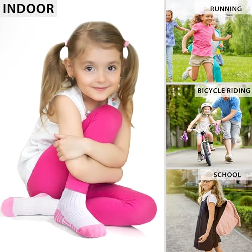Girls Crew Socks 12 Pairs Kids Athletic Socks for Ages 1-14 - White, 5-7 Years Variation
