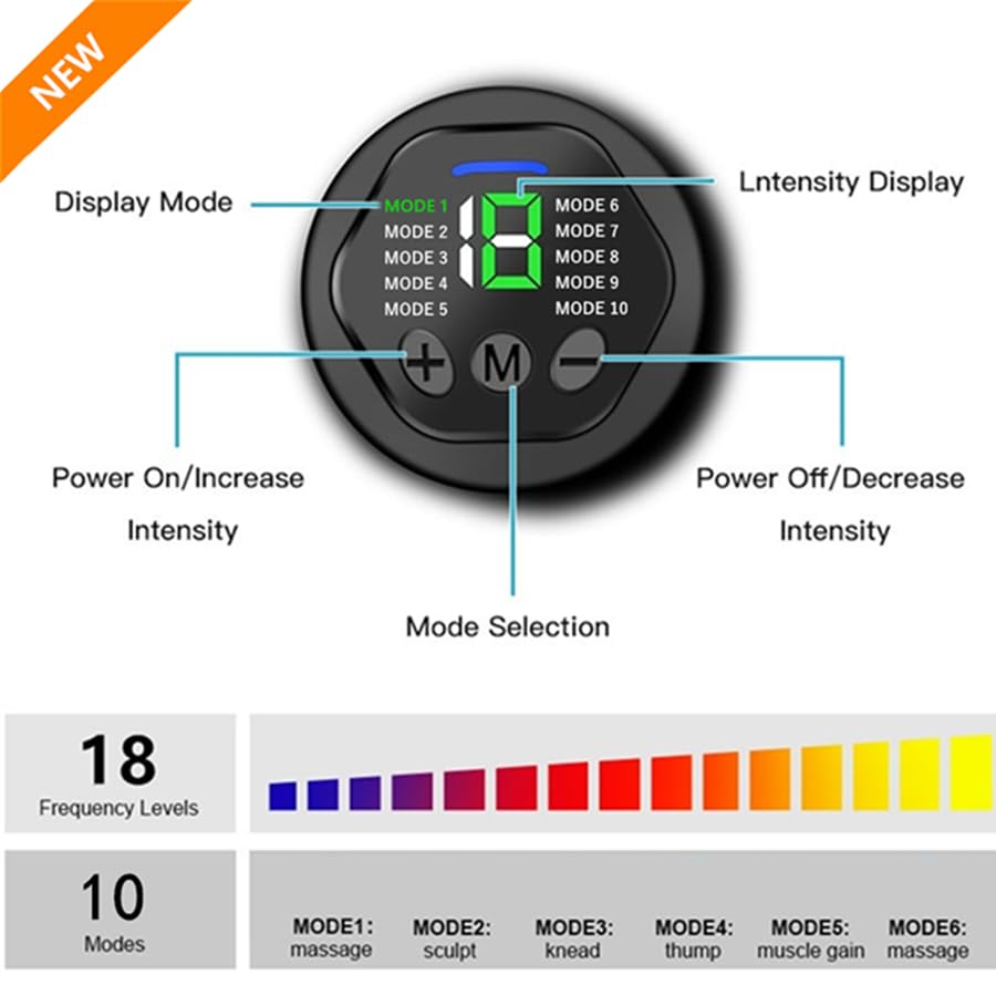 Fitness Workout Toner Abs Training Gear EMS Muscle Stimulator Massage belt for Abdominal/Waist/Arm/Leg Full Set Fit 23''-60''