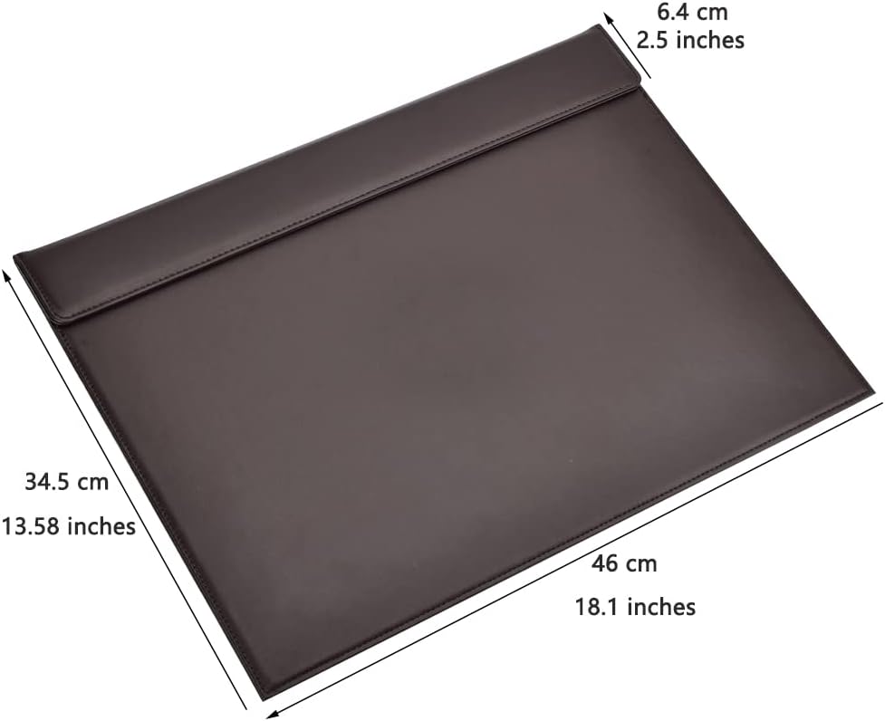 KINGFOM Ultra-Smooth PU Leather Desk Pad & Mat Office Desk Drawing & Writing Board A3/ A4 File Paper Clip Table Protector Mat on Top Large 24''x18'' (Black)