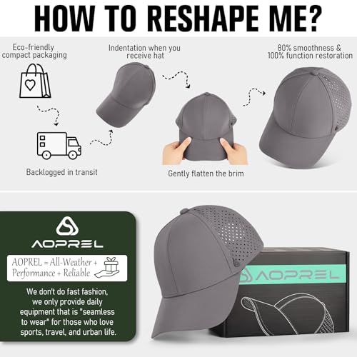 Breathable Mesh Baseball Cap for Men Women - Quick Dry Adjustable Sport Hat - Black & Gray, Large-X-Large