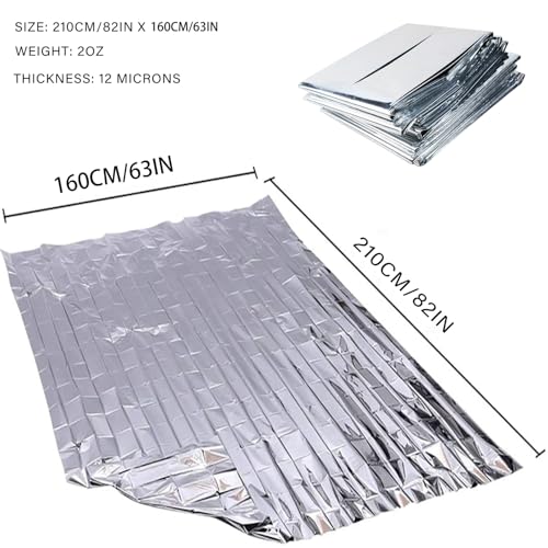 Emergency Foil Thermal Blanket (Pack of 25), 210 x 160 cm (82" x 63") Emergency shelter Survival Reflective Blankets Perfect for Outdoors, Hiking, Survival, Marathons or First Aid