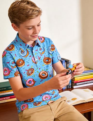 Boys Polo Shirt Short Sleeve Golf Clothes 5-14 Years Pink Blue Variation 7-8 Years