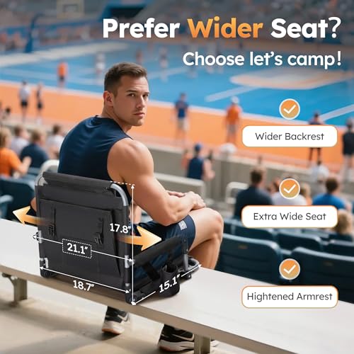 Portable Stadium Bleacher Chair Folding Seat Black Grey - Lightweight & Padded