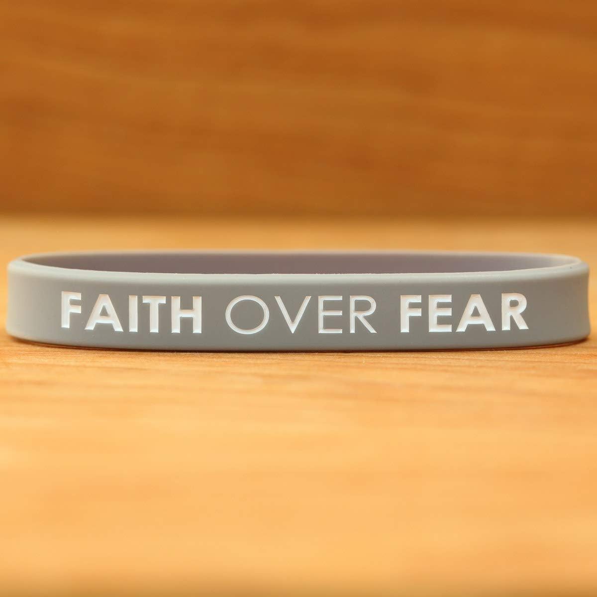5 Faith Over Fear Inspirational Silicone Wristband Bracelets