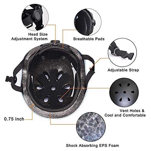 Kids Bike Helmet Ventilation & Adjustable Toddler Helmet for Ages 2-14 - Small 18.9-21.3 inch, Black