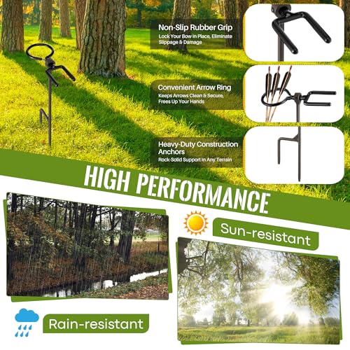Portable Archer's Ground Stake with 360° Rotating Fork and Bowstring Wax – Variation 1