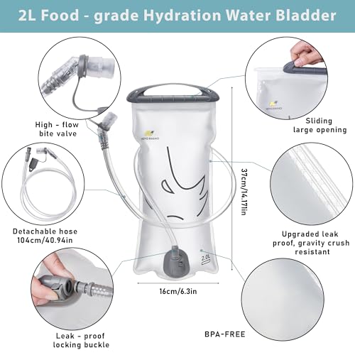N NEVO RHINO Hydration Bladder 2L-3L,Water Reservoir for Hiking Backpack Leak Proof Water Storage Bladder,BPA-Free Water Pouch Hydration Pack for Camping Cycling Running