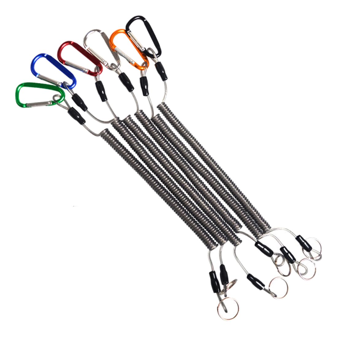 Antcher 6-Piece Multicolor Retractable Fishing Lanyards with Carabiner and Split Ring for Fishing, Hiking, Hunting