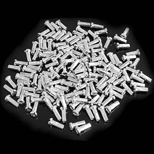 TAODAN Bike Spoke Nipple 100PCS Silver Bicycle Spoke Caps for 14G / 2mm Dia Mountain Road Bike, 12mm Long Cycling End Tip, Wheel Spoke Nipple