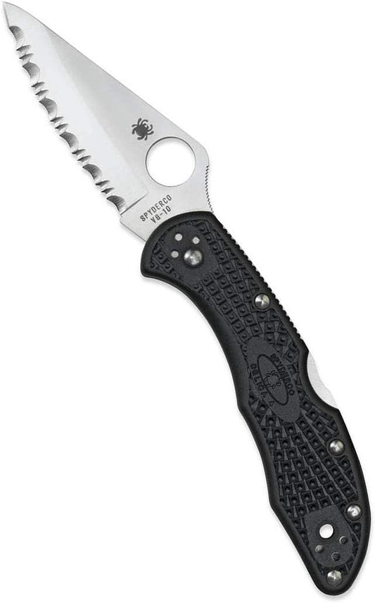 Spyderco Delica 4 Lightweight 7.15" Signature Knife with 2.90" Saber-Ground Steel Blade and FRN Handle