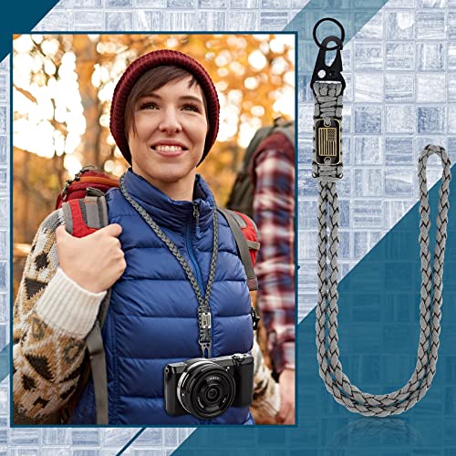 Gray Heavy Duty Paracord Lanyard Set for Outdoor Use - 2 Pack