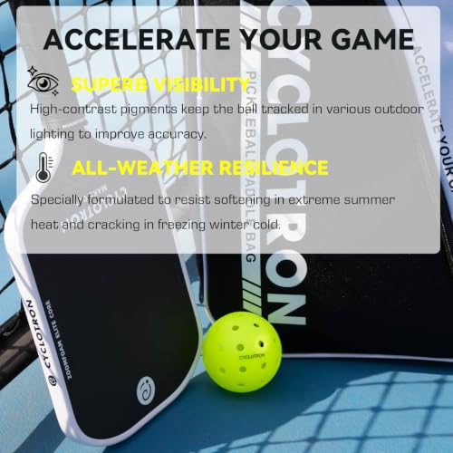 Cyclotron 3 Pack Outdoor Pickleball Balls USAPA Approved 40-Hole Precision Design High Visibility Durable Seamless HDPE