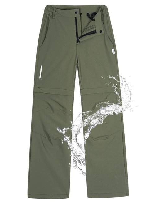 Doruro Boy's Hiking Pants Kids Cargo Pants Outdoor Waterproof Quick Dry Trousers Camping Zip Off Outerwear Green 7-8