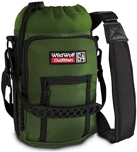 Wild Wolf Outfitters - #1 Best Water Bottle Holder for 64 oz Bottles - Carry, Protect and Insulate Your Flask with This Military Grade Carrier w/ 2 Pockets and an Adjustable Padded Shoulder Strap.