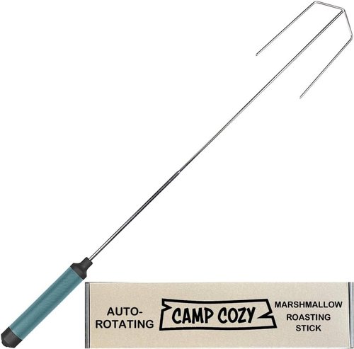 Camp Cozy HotRod Automatic Rotating Hot Dog and Marshmallow Roasting Stick – Premium Campfire Tool for S’mores, BBQ, and Camping – Compact, Durable, and Fun for All Ages - BLUE