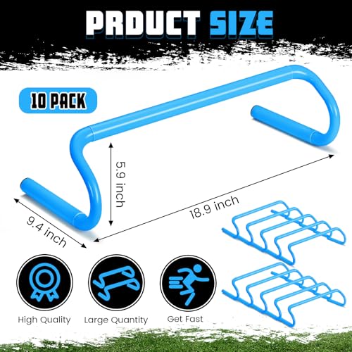 Blue 6-Inch Speed Agility Training Hurdles Set of 10 - Detachable, Durable PVC for Sports & Fitness