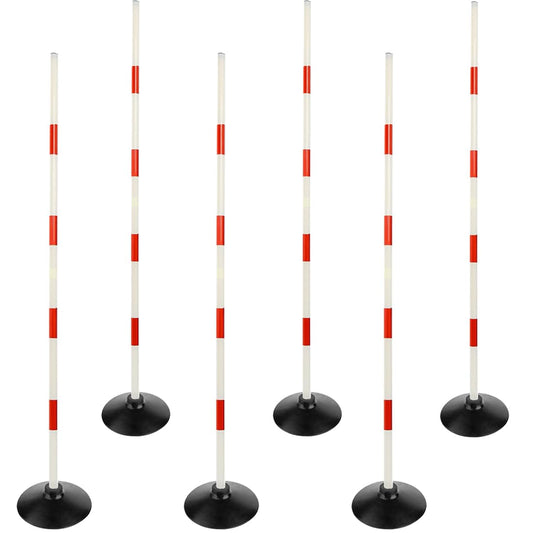 ASENVER Red-White Soccer Agility Pole Set Rubber Base Dribbling Stick Traffic Warning Sign Pole Multifunctional Training Pole (4.9 FT, Pack of 6)
