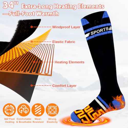 8000mAh*2 Heated Socks for Men Women with App Control,Large-Capacity Rechargeable Battery,360¡ÆHeating Warming,Electric Winter Socks,Foot Sole Heating,Foot Warmer for Skiing,Hiking,Hunting,Outdoor