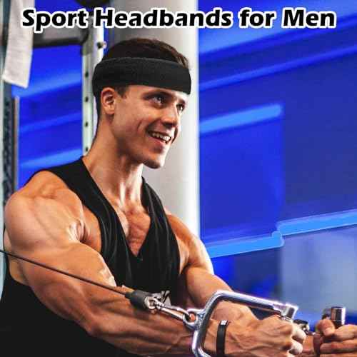 ONUPGO 4 Pack Sweatbands Sports Headbands for Men & Women, Cotton Headband Terry Cloth Sweatband for Tennis,Basketball,Football,Gym,Working Out - Moisture Wicking Elasticity