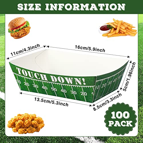 Football Party Serving Trays Set of 100 - Disposable Snack Plates for Sports Events