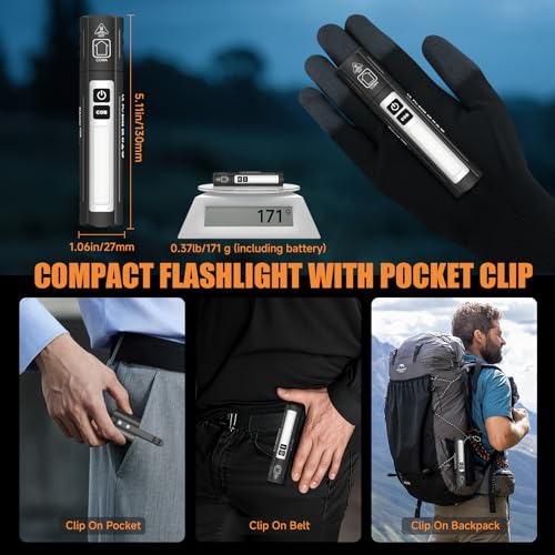 Banral Rechargeable Magnetic Small Flashlights High Lumens - Super Bright Powerful LED Tactical USB C Flashlight, 8 Modes, Dual Button Waterproof Pocket Flash Light for Emergency, Car (2, Black)
