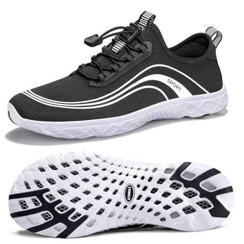 Water Shoes for Women Men Swimming Quick-Dry Barefoot - Black 9 Women / 7.5 Men