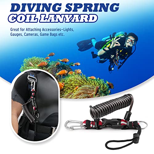 Diving Coiled Lanyard with Quick Release Buckle - Black