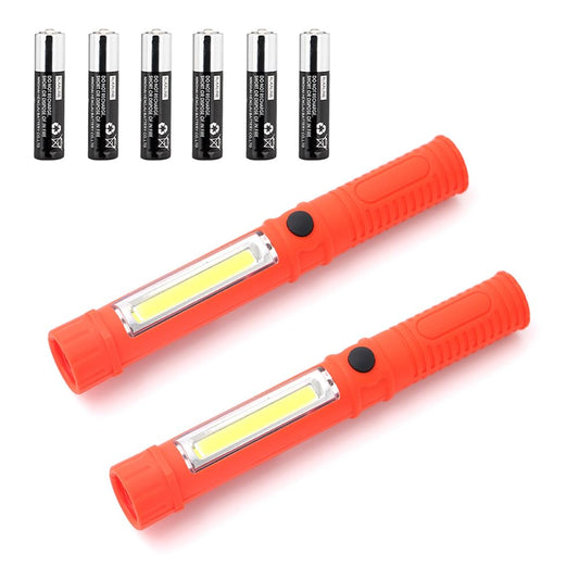 LED Work Light Magnetic Flashlights,Unique Cool Gadget Tool for Men Dad Husband Gift Idea,Portable Battery COB Work Lamp for Mechanic,BBQ,Car,Camping,Emergency (2 Pack,Orange,Batteries Included)