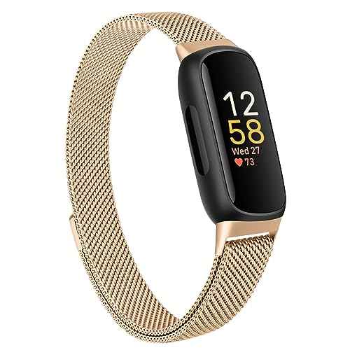 AK Metal Band Compatible with Fitbit Inspire 3 Bands Women Men, Stainless Steel Mesh Loop Replacement Bracelet Strap for Fitbit Inspire 3/2/Inspire HR Fitness Tracker
