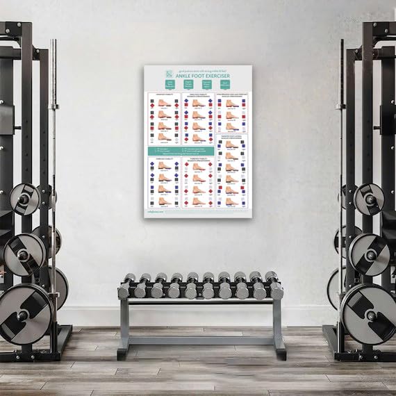 Ankle Foot Exerciser™ Workout Posters for Home - Strength Training Routine for Sprained Ankle - Plantar Fasciitis Stretcher, Ankle stabilizer, Foot Strengthener, Posture Corrector