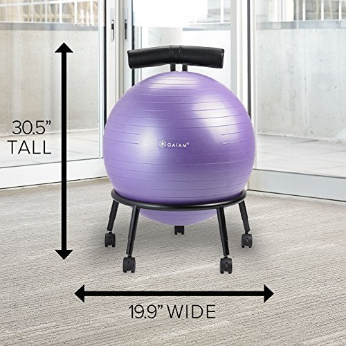 Gaiam Custom-Fit Balance Ball Chair - Exercise Stability Ball Adjustable Desk Chair for Home or Office with 55cm Yoga Ball, Air Pump, Exercise Guide and Satisfaction Guarantee