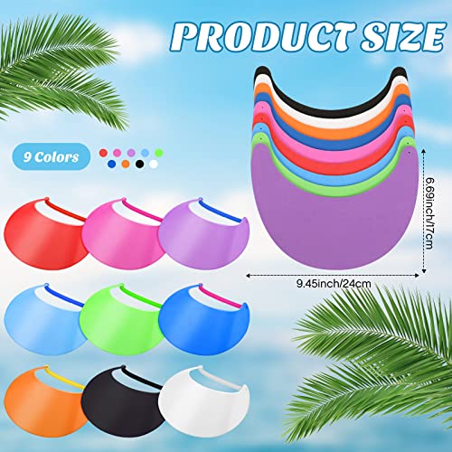 Hanaive 9 Pcs Foam Sun Visors for Women and Kids - Classic Colors