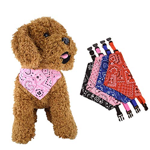 Adjustable Dog Bandanas 4-Pack Christmas Pet Scarves Small Medium Breeds